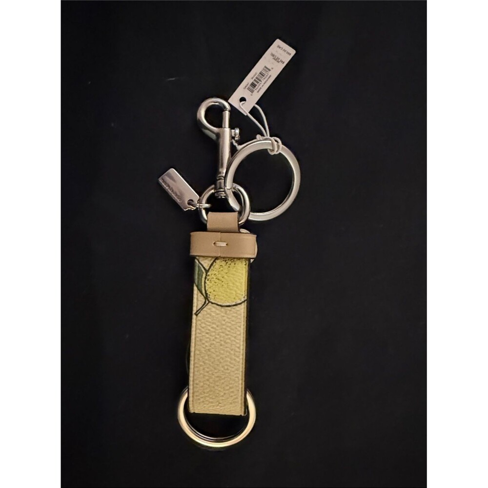 Coach Lemons Yellow and Leather Keychain or bag Charm with Silver Hardware NWT - Picture 2 of 3